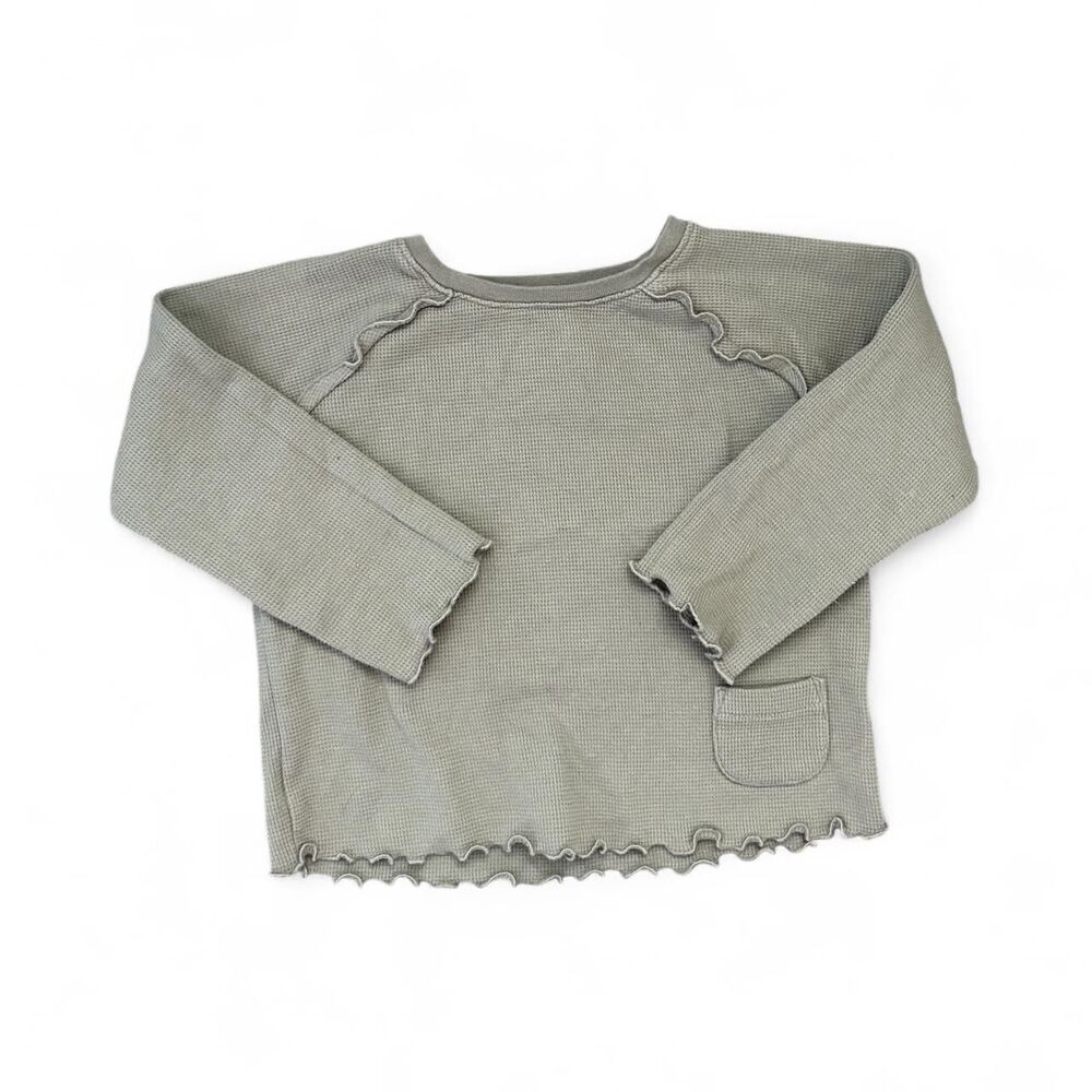 Easy Peasy Organic Cotton Waffle Ruffle Hem Top - 3T